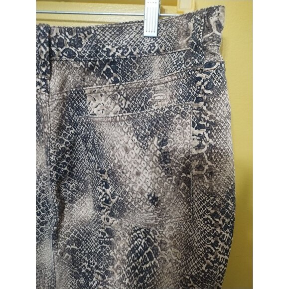 VTG 90s Lauren Ralph Lauren Denim Snakeskin Pencil Skirt Sz 10 Bold Boho - Picture 4 of 7